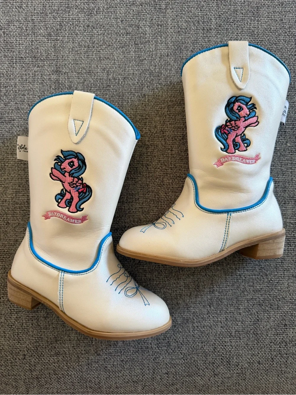 Lola and the Boys Daydreamer White & Blue Girls' Embroidered Western Boots